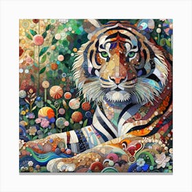 Tiger in the style of collage-inspired Canvas Print