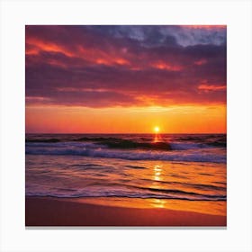 Sunset At The Beach By Daniel Canvas Print