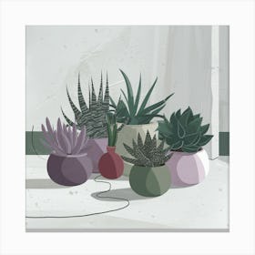 Potted Succulents 1 Canvas Print