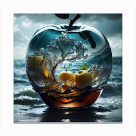 Apple In Water Canvas Print