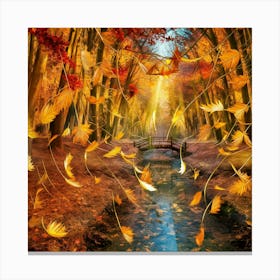 Autumn Leaves In The Forest Canvas Print