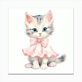 Cute Kitten In A Pink Dress Canvas Print