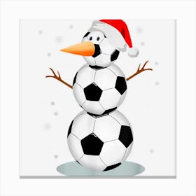 Soccer Snowman Santa Hat Christmas Soccer Lover Kids Canvas Print