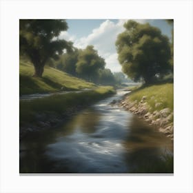 Stream In The Grass 3 Canvas Print