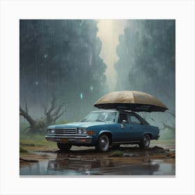 Car In The Rain Canvas Print