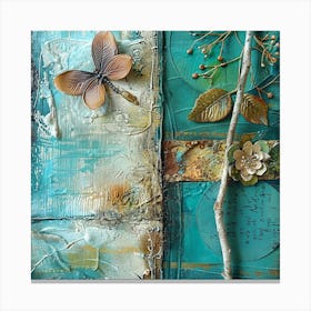 Textured Mixed Media Collage 0 Canvas Print
