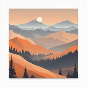 Misty mountains background in orange tone 89 Canvas Print