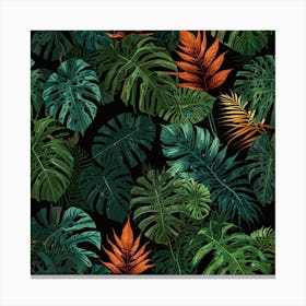 Tropical Leaves Seamless Pattern 1 Canvas Print