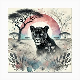 Watercolor Savannas Panther 2 Stampe su tela