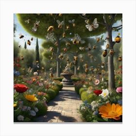 Bees In The Garden 6 Canvas Print