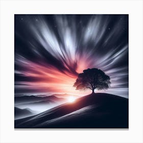 Lone Tree At Sunset 15 Canvas Print