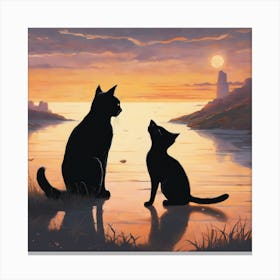 Cat In The Moonlight Canvas Print