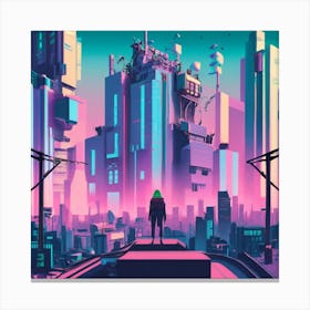 Pixel Art Cyberpunk Poster 1 Canvas Print