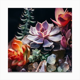 Succulents And Crystals Canvas Print