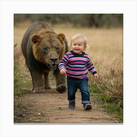 Lion And Baby Canvas Print
