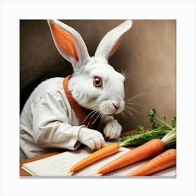 Rabbit Reading A Book 3 Canvas Print