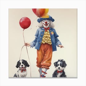 Clown With Dogs Canvas Print