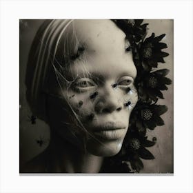 Woman With Spiders On Her Face Canvas Print