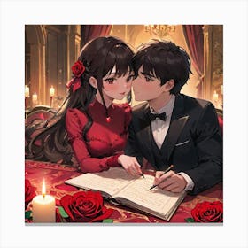Anime Couple Kissing 1 Canvas Print