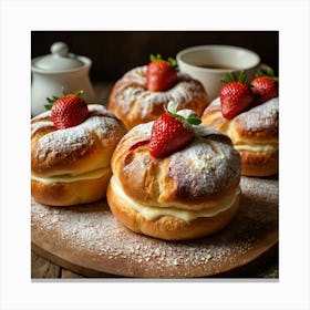 Pastries On A Wooden Table Canvas Print