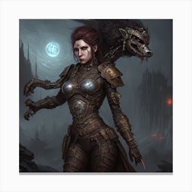 Sci-fi female warrior in an evil kingdom steampunk art print Canvas Print