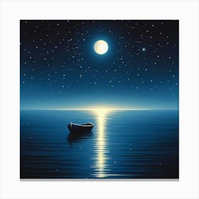 Boat In The Moonlight Canvas Print