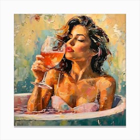 Woman In A Bathtub Canvas Print