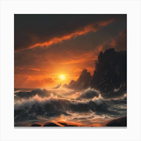 Sunset Over The Ocean Canvas Print