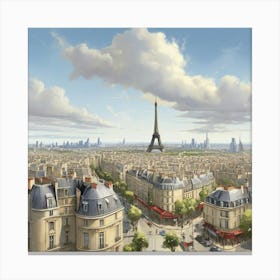 Paris Cityscape art print Canvas Print