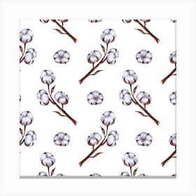 Seamless Pattern from Cotton Flowers Canvas Print