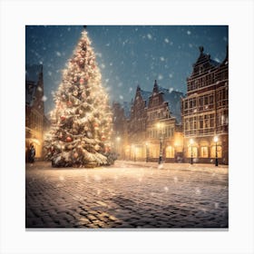 Christmas Tree In The Old Town Canvas Print