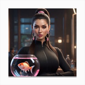 Woman With A Fish Bowl Canvas Print