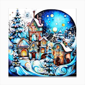 Christmas Scenery - Light Up Christmas Village Canvas Print