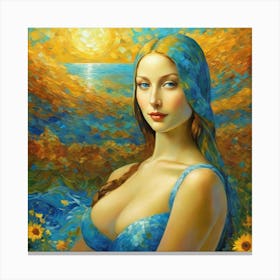 Woman In Blue Dresshii Canvas Print