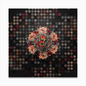 Vintage Red Strong Smelling Tulip Floral Wreath on Dot Bokeh Pattern n.0318 Canvas Print