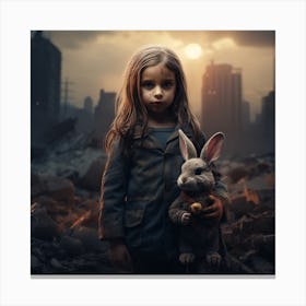 Girl With A Bunny Canvas Print