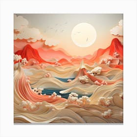 Japanese paper cut mountain range Canvas Print