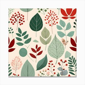 Christmas Leaves Seamless Pattern Canvas Print