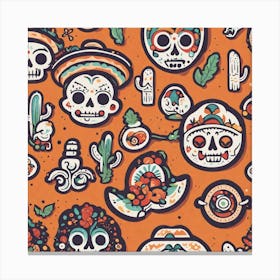 Mexican Logo Design Targeted To Tourism Business Sticker 2d Cute Fantasy Dreamy Vector Illustra (15) Canvas Print