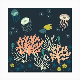 Midnight Reef Square Canvas Print