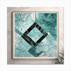 Geometry With Aquamarine Marble Canvas Print