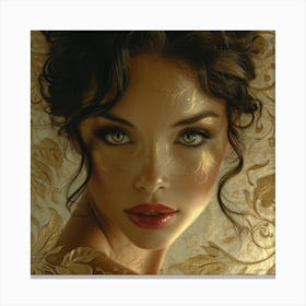 Woman With Gold Makeup Canvas Print