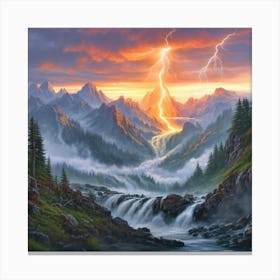 Lightning In The Mountains 1 Canvas Print