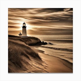 Lighthouse At Sunset 35 Canvas Print