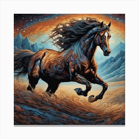 Horse Running In The Desert 2 Canvas Print