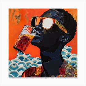 African Woman Drinking Beer Canvas Print