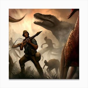 Dinosaurs In The Jungle Canvas Print