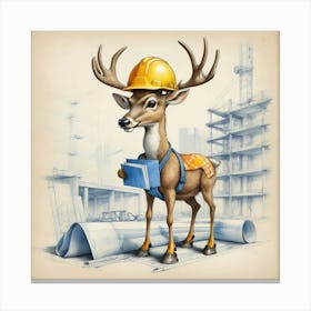 Deer With Hard Hat Canvas Print