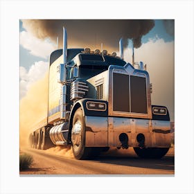 Semi Truck Driving Through The Desert Canvas Print