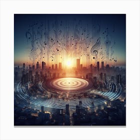Music Notes In The City Canvas Print